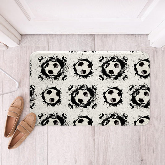 Feelyou Football Polyester Bath Rug Soccer Soft Fleece Door Carpet for Kids Boys Girls Ball Game Non Slip Bath Mat Sport Themed Bathroom Floor Indoor Doormat,16x24 Inch