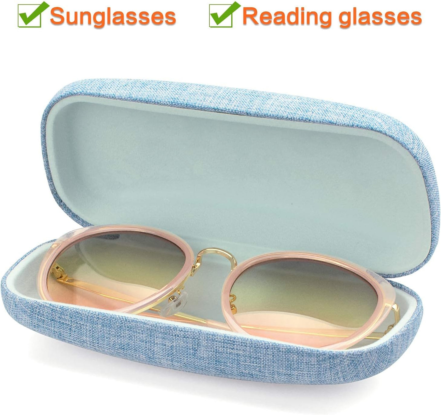 Vemiss Hard Shell Eyeglasses Cases, Linen Fabrics Protector Sunglasses Case, Large Glasses Case
