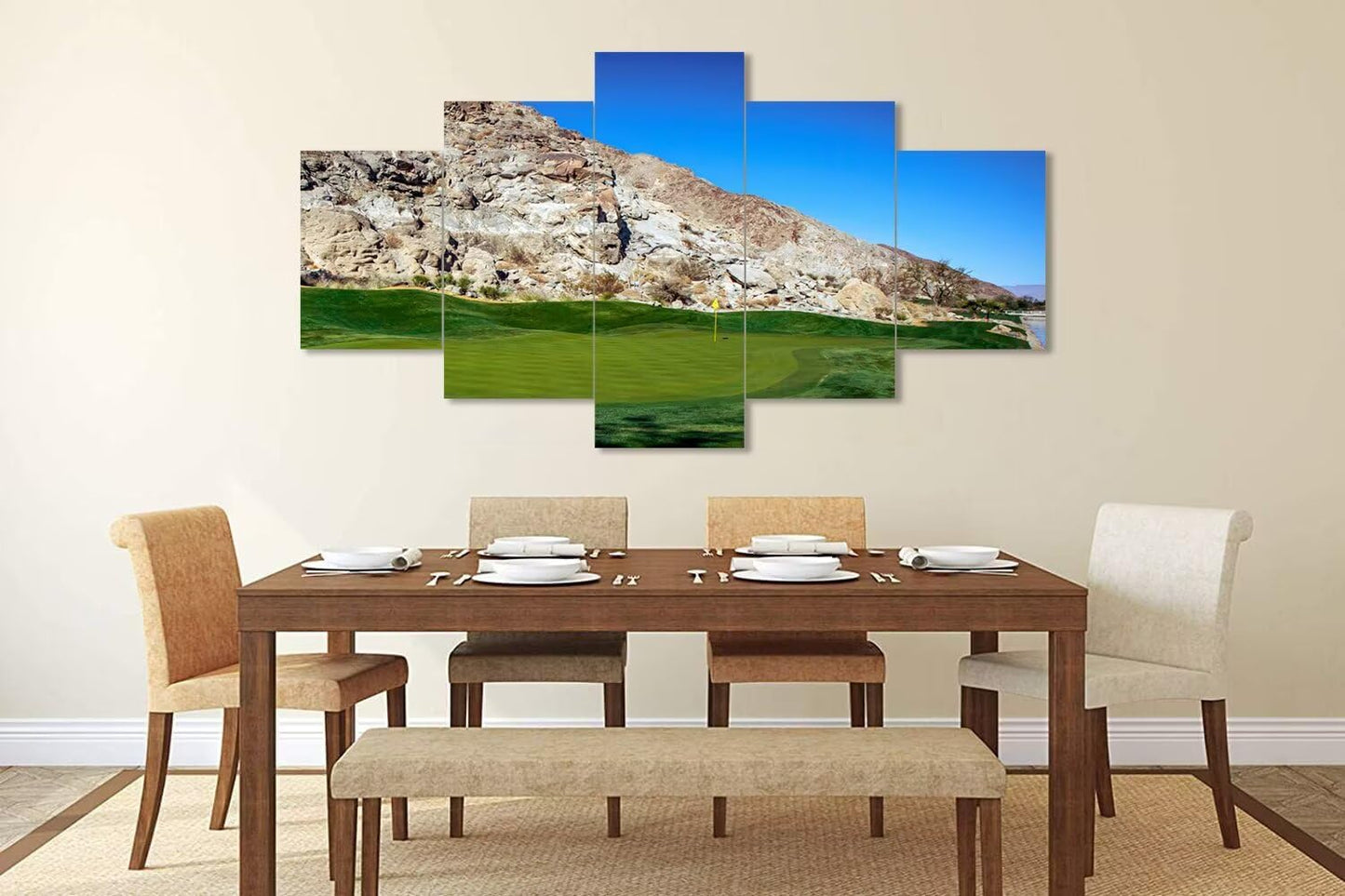 California Golf Course Wall Art for Living Room Bedroom Bathroom Home Decoraitons Golf Course in Palm Pictures Posters Framed Artwork Canvas Prints Ready to Hang(50''W x 24''H)