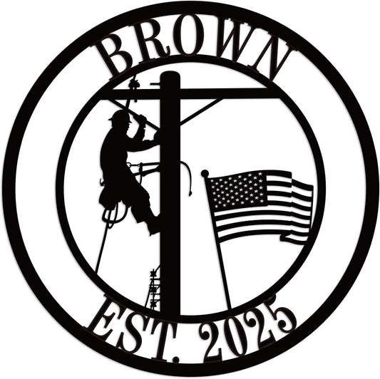 Personalized Lineman Metal Sign Personalized Lineman Dad Gift Wall Decor Custom Metal Wall Sign