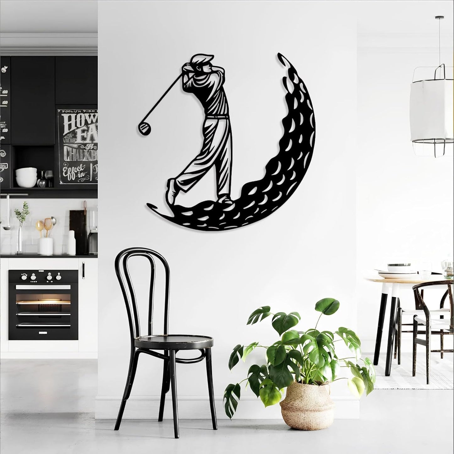 Golf Metal Wall Art, Golfer Metal Wall Decor, Golf Ball Wall Decor, Sports Wall Art, Sports Theme Wall Decor, Gift for Golf Player, Gift For Father, Home Office Wall Art, Man Cave (White, 19"x19"|47x47cm)