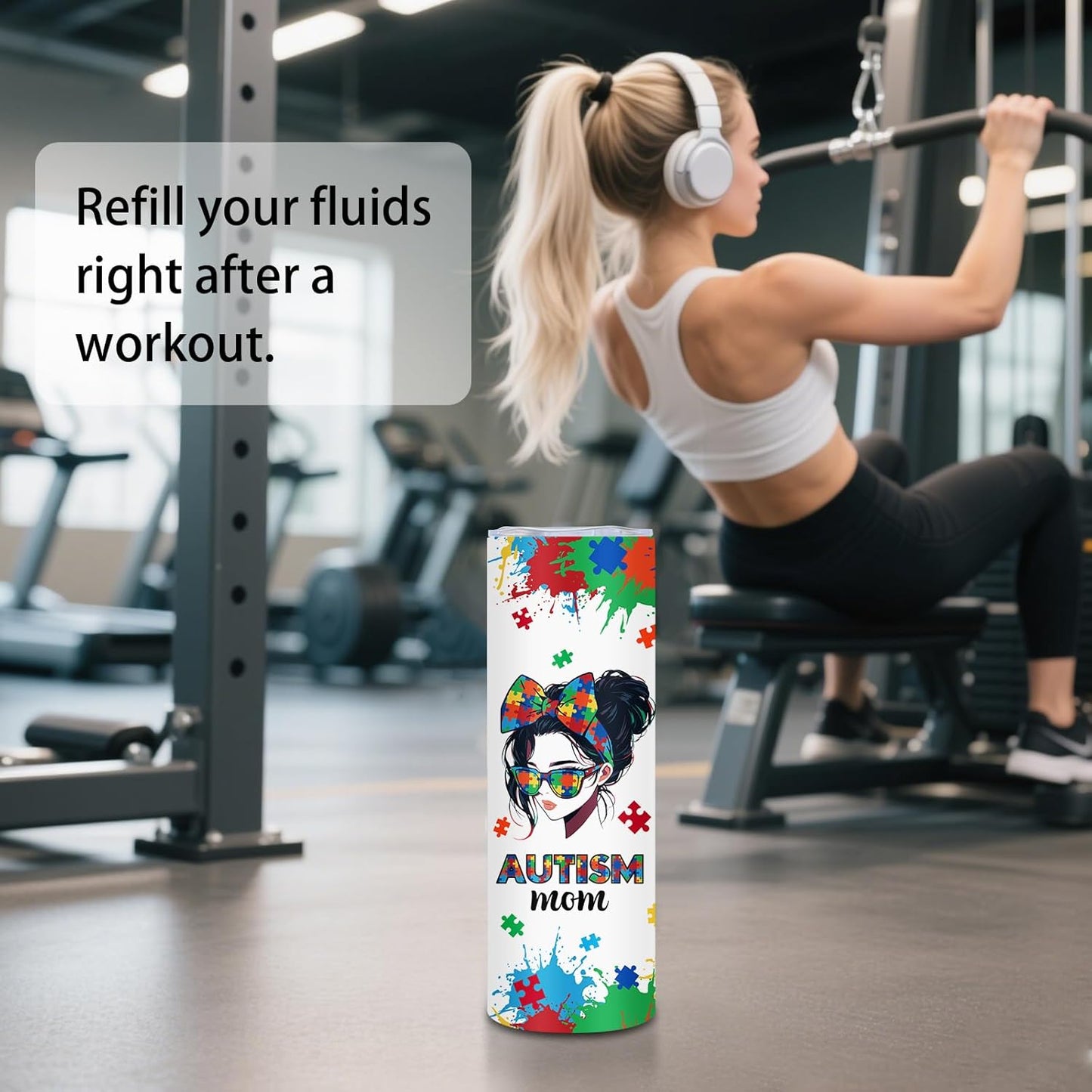 Autism Mom Gifts, Autism Awareness Tumbler for Mom - 20 oz Tumblers With Straws and Lid For Warrior Moms, Autism Cups Encouragement Gift