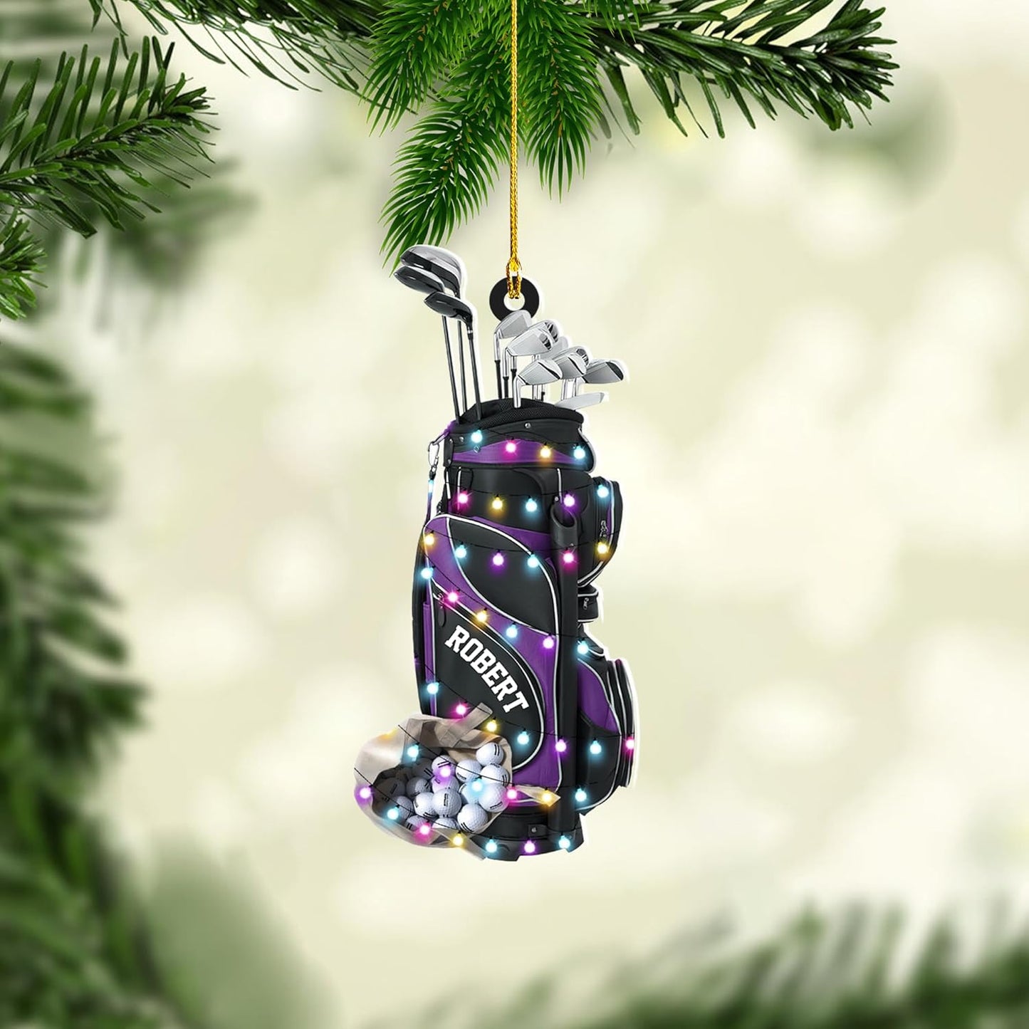 Personalized Golf Ornaments for Christmas Tree 2025 Custom Golf Christmas Ornament Golfing Bag Ornament Sports Golf Cart Ornaments Gift for Golfer Bag Golfing Lovers Hanging Decoration (G8)