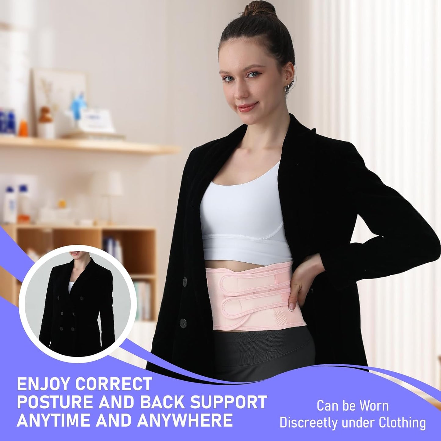 Posture Corrector for Women and Men, Back Brace with Full Back Support, Adjustable Shoulder Straightener for Upper & Lower Back Pain Relief, Scoliosis, Hunchback (Large, Pink)
