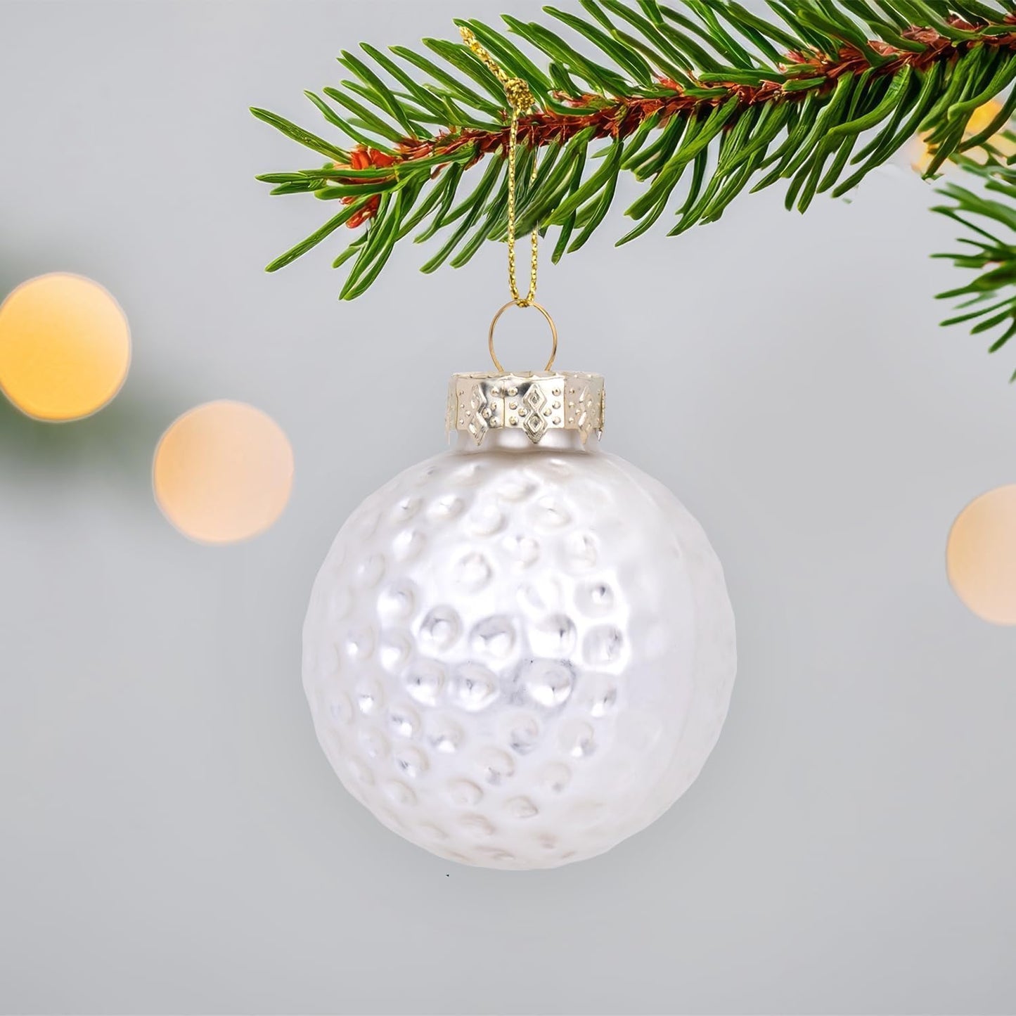 1.97” Christmas Golf Ball Glass Blown Ornament, 2025 Hand-Painted Sports Ball Decoration for Xmas Tree Holiday Decor Gifts