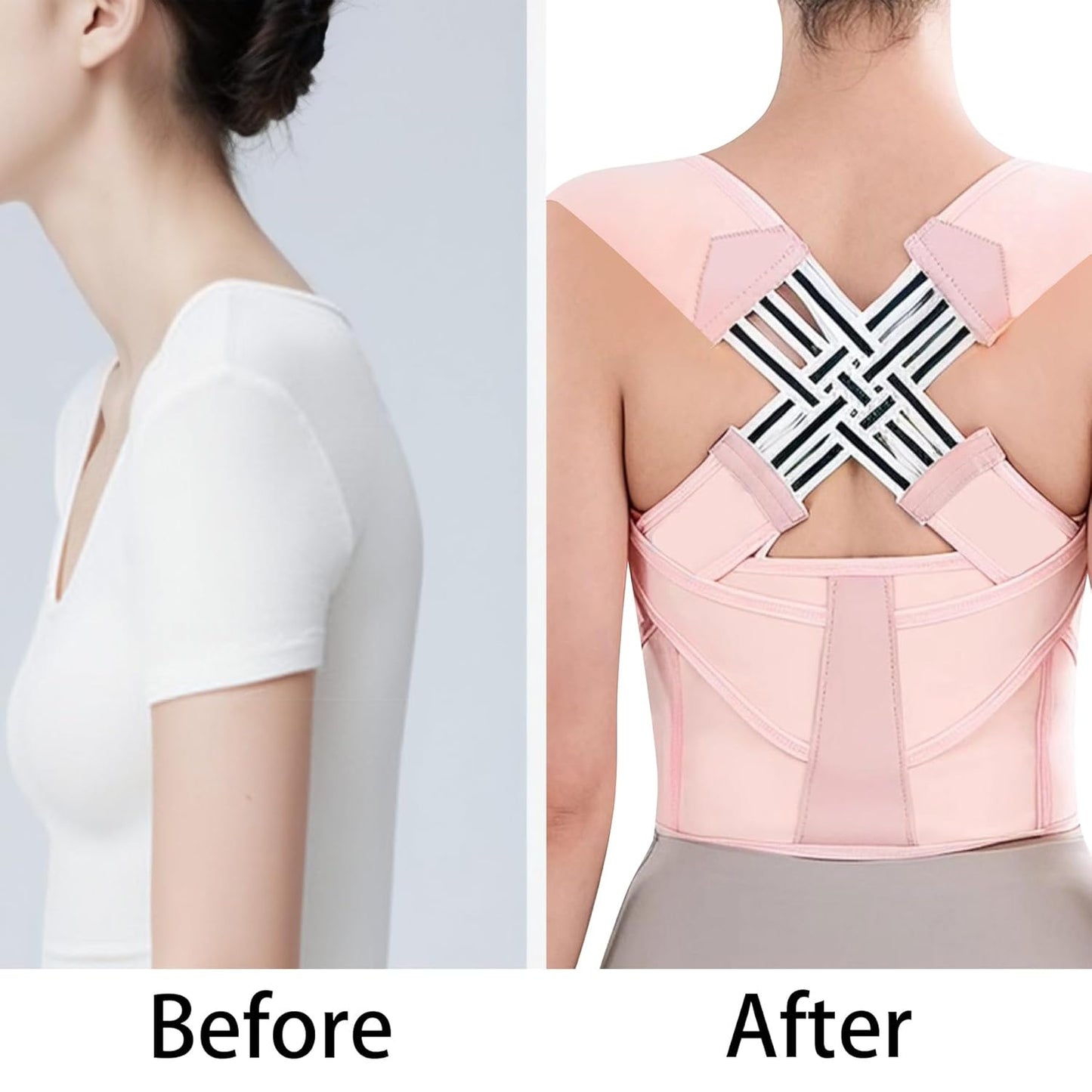 Back Brace Posture Corrector for Women and Men Shoulder Straightener Hunchback Adjustable Support Upper Comfy Correction Back Pain Relief Scoliosis Lumbar Spine Upgraded (Pink, Medium)