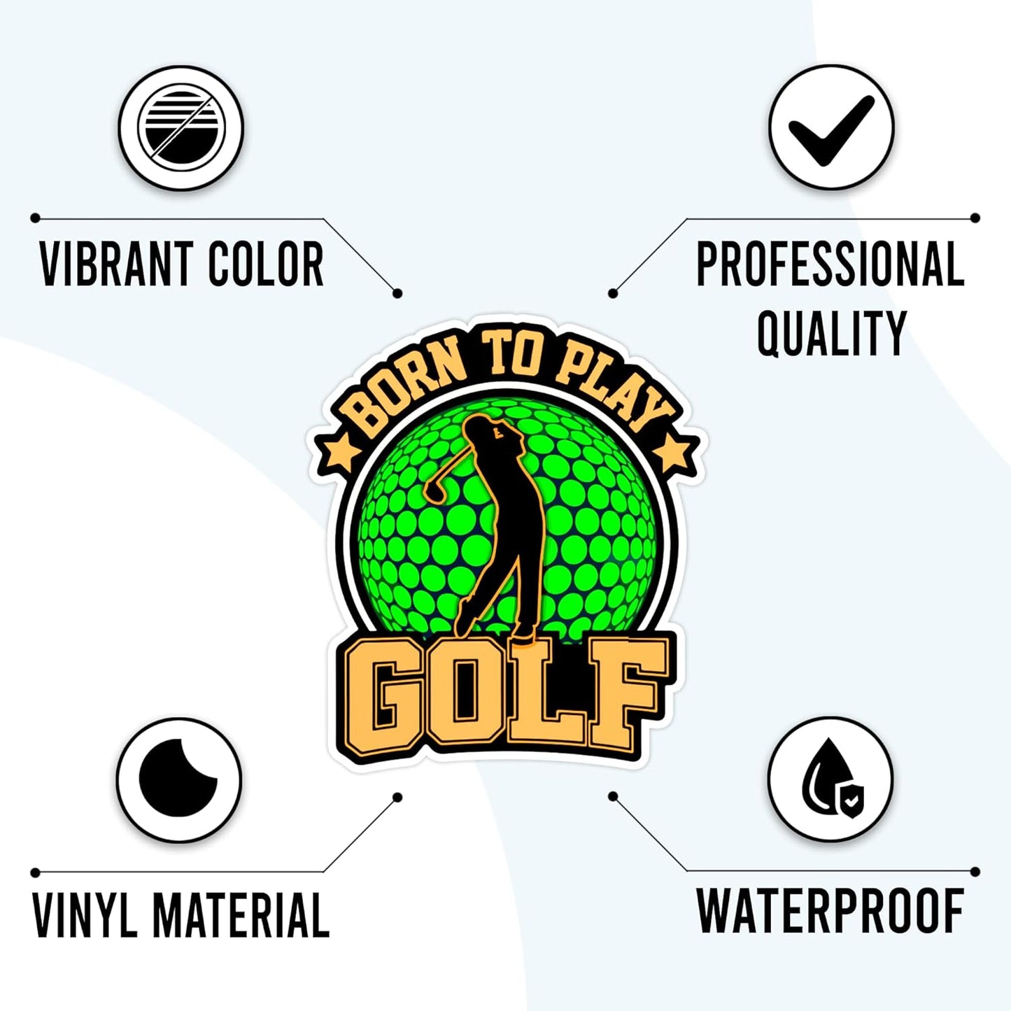 Golf Stickers 50 Pieces Vinyl Waterproof Decal for Laptop Water Bottle Phone Car Window Bike Motorcycle Stakeboard Scrapbook Golfing Sticker Gifts