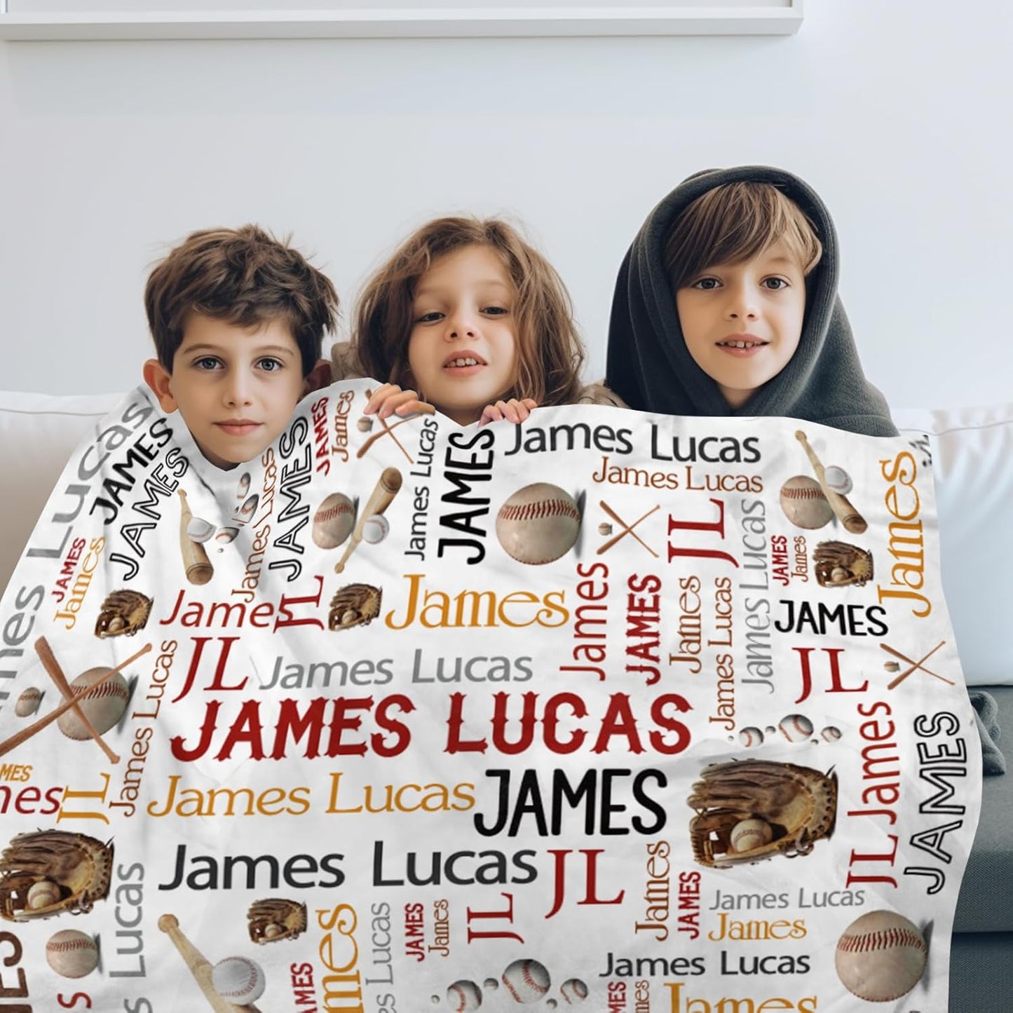Custom Name Baseball Blanket - Personalized Names Soft Plush Flannel Throw Blankets for Baby Kids Teen Boys Girls Holidays Birthdays Gifts Color05