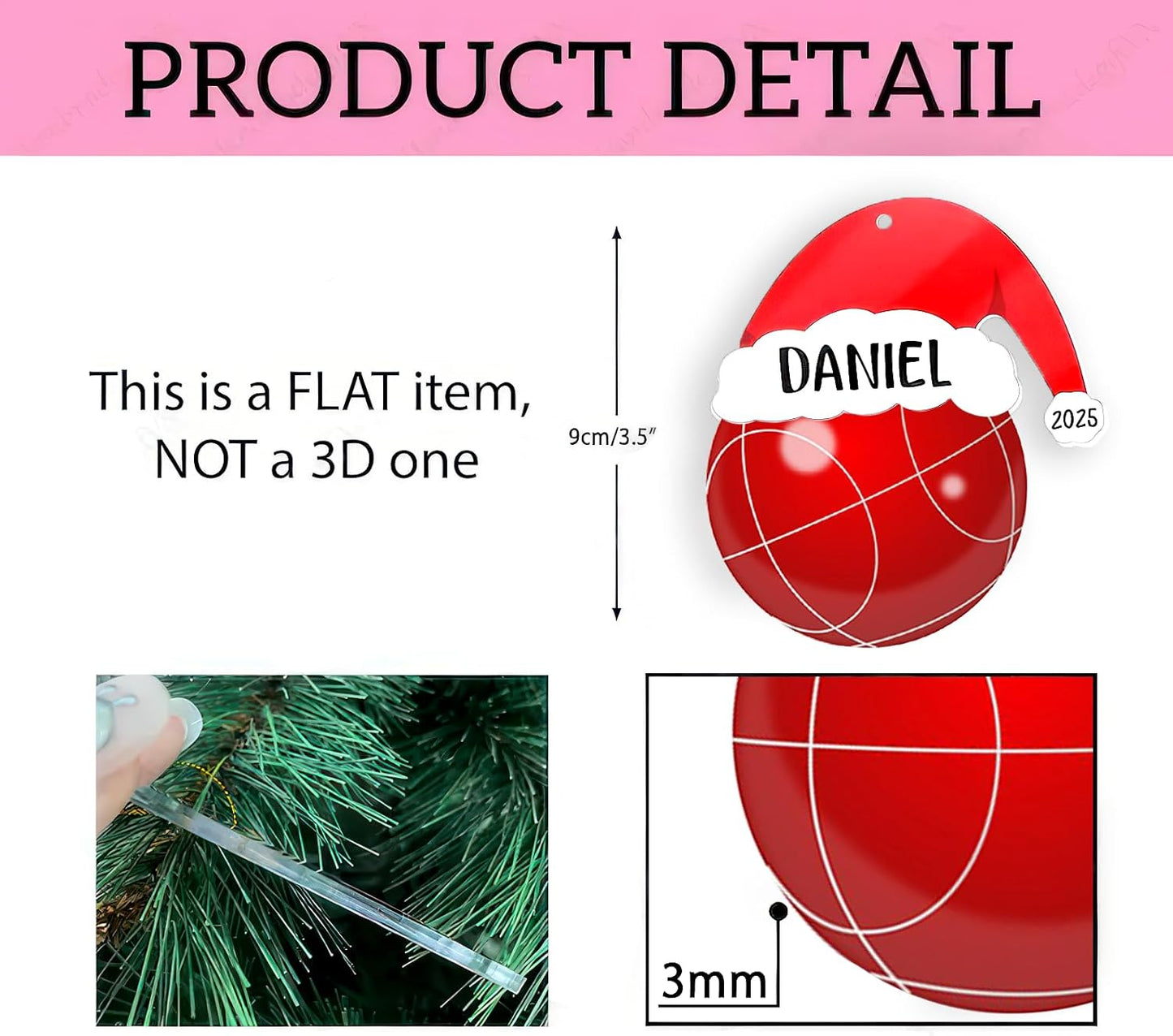 Personalized Bocce Ball Christmas Ornament 2025, Custom Bocce Ball Ornaments with Name, Team Ornament, Custom Coach Gifts, Christmas Tree Decorations, Gifts for Sports Lovers Boys, Xmas Gift 2025