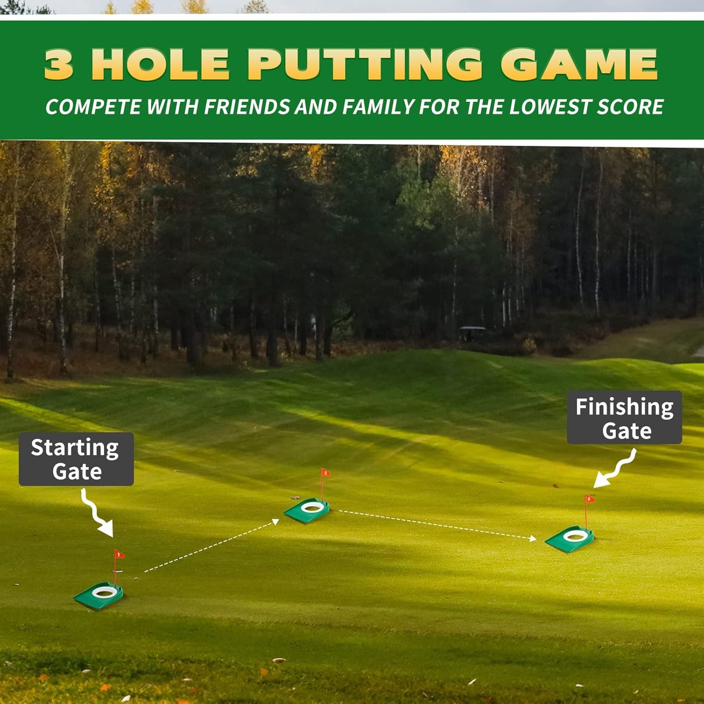 Sotiff 3 Pcs Golf Putting Cup Golf Hole Training Aids Putters with Plastic Flag for Adult Office Garage Yard Indoor Outdoor Practice
