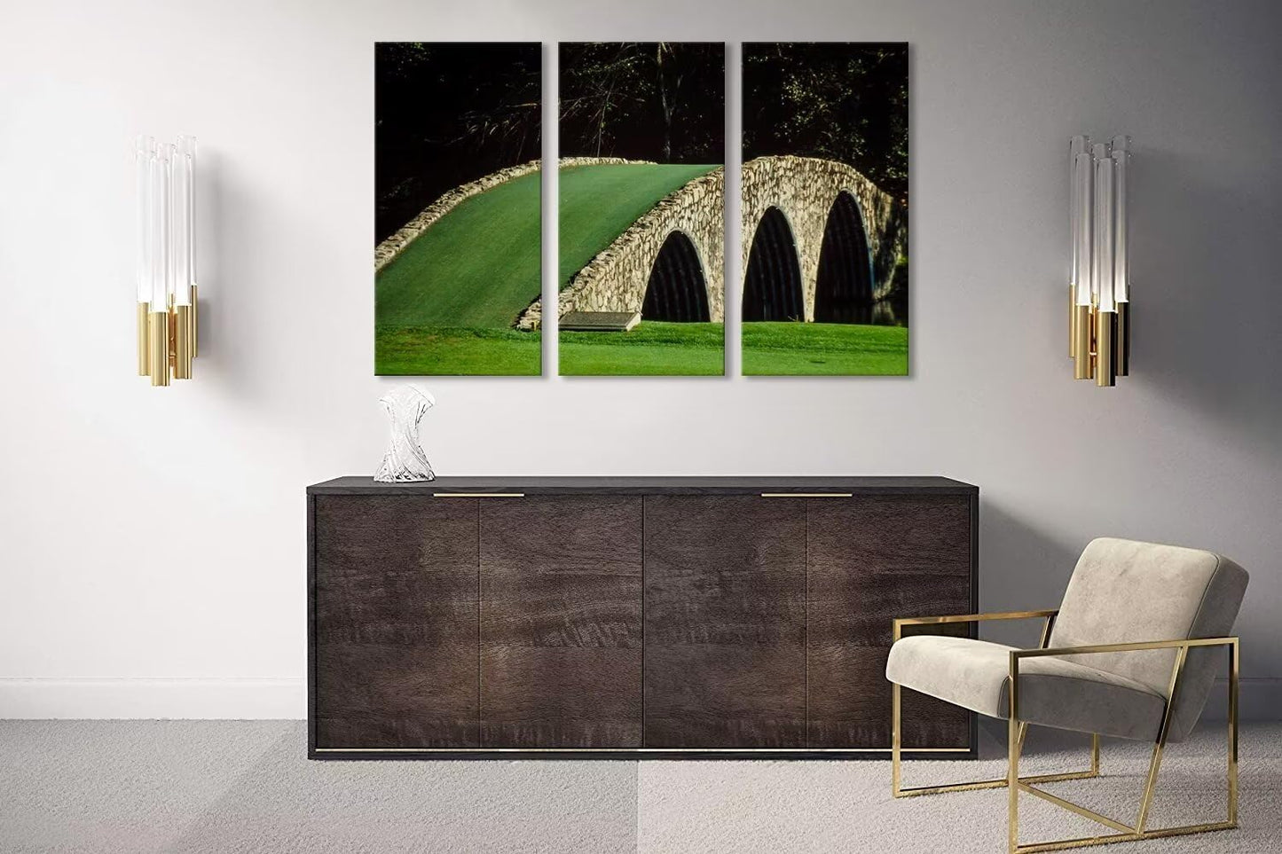 Augusta National Golf Course Wall Art for Living Room Bedroom Bathroom Home Decorations Golf Art Augusta Golf Course 12th Hole Pictures Posters Canvas Prints Framed Ready to Hang(20''W x 40''H x3)