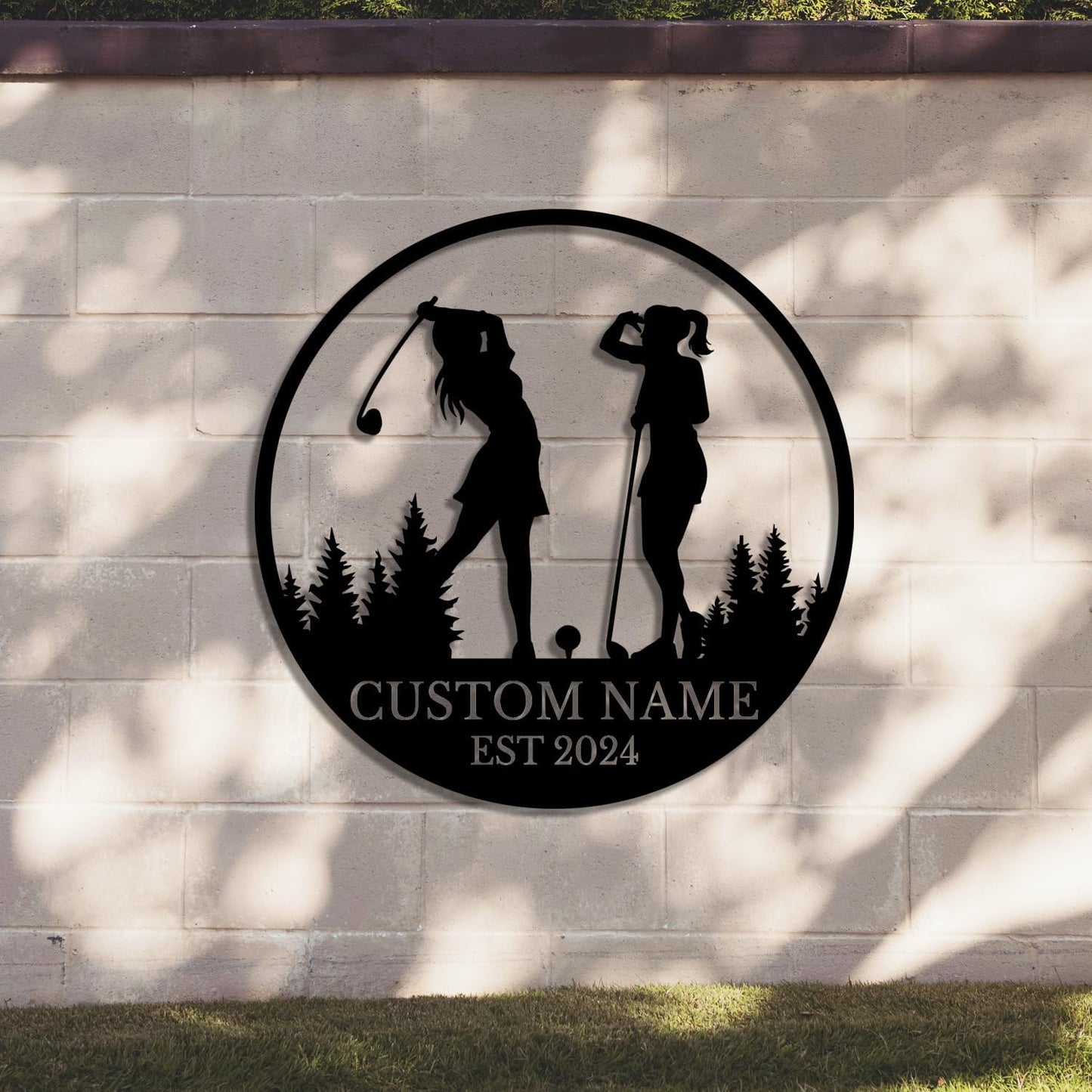 Personalized Custom Crossed Golf Metal Wall Art,Personalized Golfer Name Sign Decoration For Room,Hole Golf Club Decoration (Golf B)