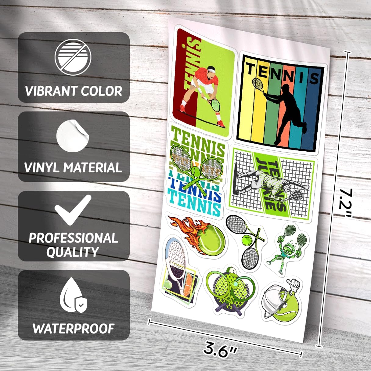 50pcs Tennis Theme Stickers Pack Vinyl Decals for Players Athletes Fans Kids Teens Laptop Water Bottle Skateboard Sports Gear Bedroom Bottles Bumper Adults Phone Case
