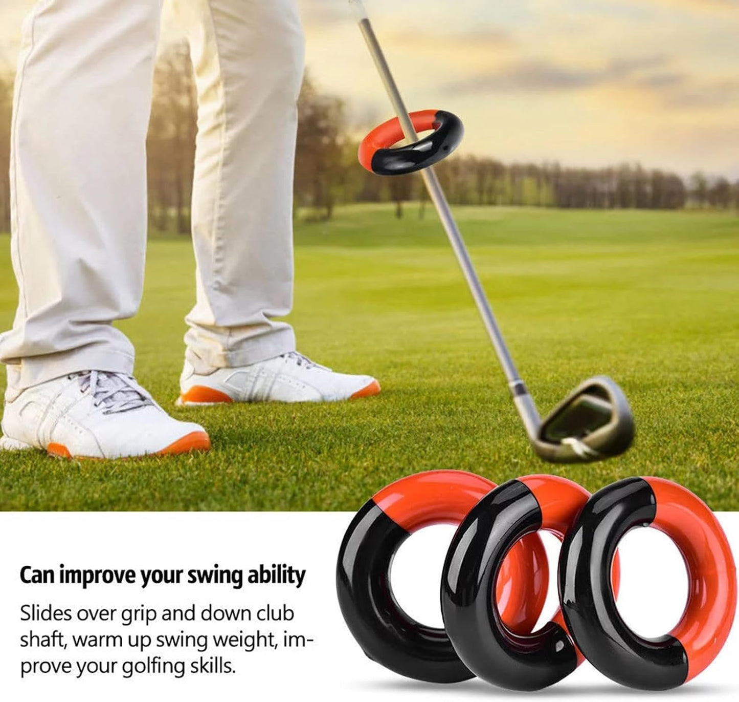 Golf Swing Weight Rings (3-Pack) – Donut‑Style Weighted Warm‑Up Accessories for Drivers, Irons & Woods