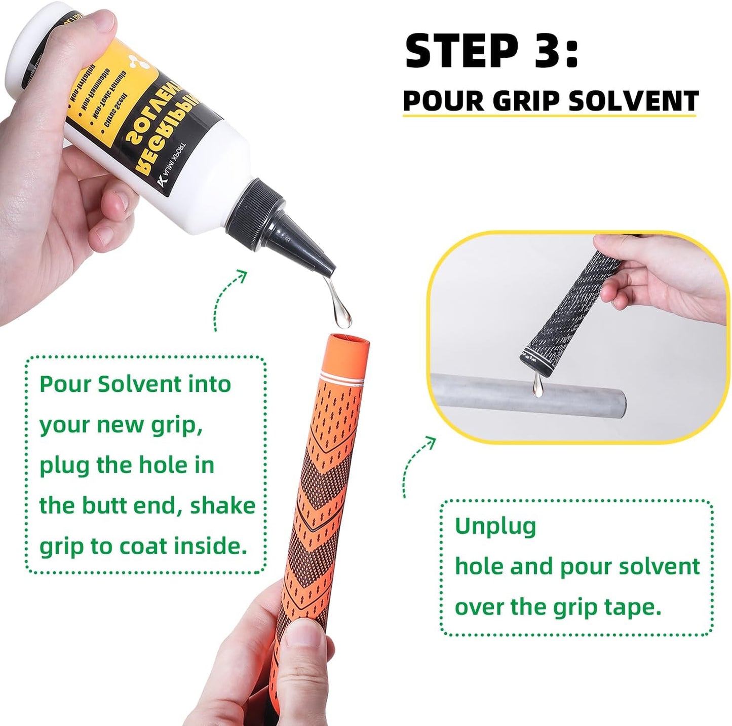 Golf Grip Kit for Regripping Golf Clubs - Come with 15 Golf Grip Double Sided Tape Strips, 5oz Grip Solvent, Hook Blade & Rubber Vise Clamp - Professional Quality Golf Grip Kit