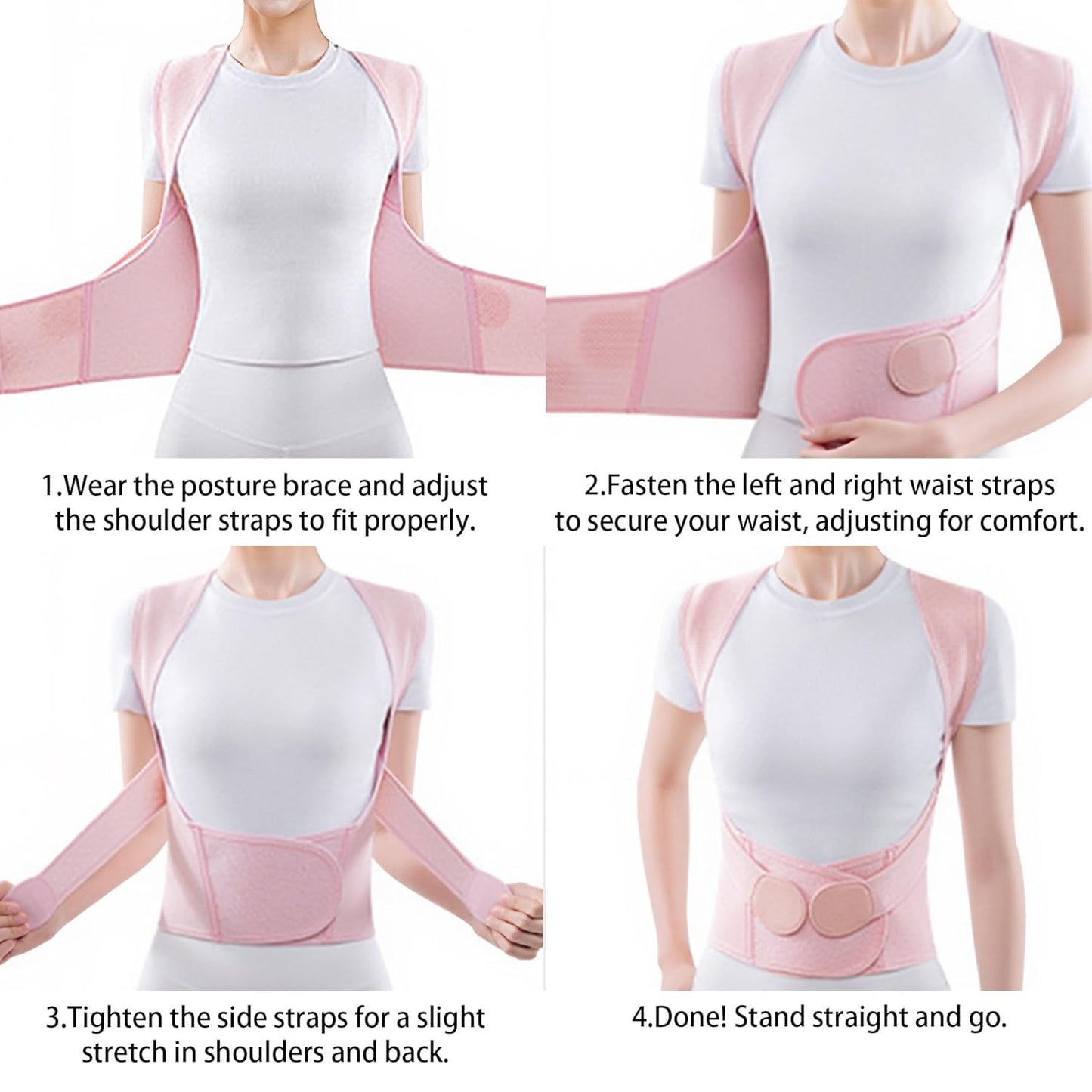 Back Brace Posture Corrector for Women and Men Shoulder Straightener Hunchback Adjustable Support Upper Comfy Correction Back Pain Relief Scoliosis Lumbar Spine Upgraded (Pink, XX-Large)