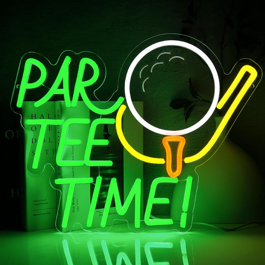 Neon Sign for Wall Decor, Par Tee Time Neon Sign, 16.14" x 12.8" Golfing LED Sign USB Dimmable Golf Ball Neon Lights for Room, Party, Club, Office, Man Cave, Window, Wall Decor