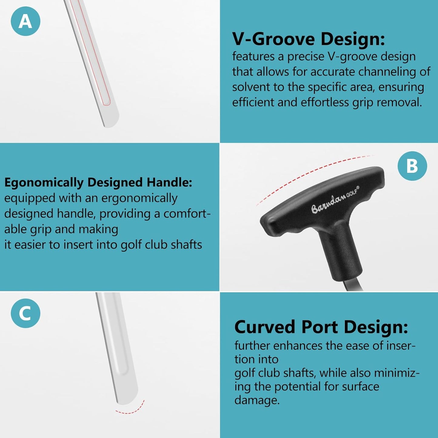 Golf Grip Removal Tool - Black Grip Repair Kits V-Groove Grip Remover Saver for Standard Length Swinging Grips Golf Grip Tool Grip Remover Gripping Tool
