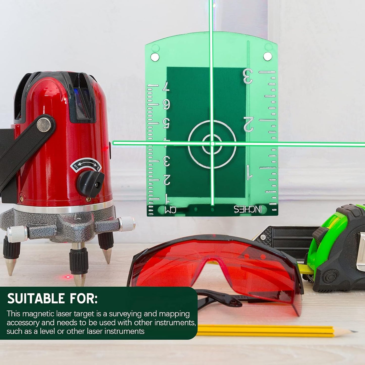 4 Pieces Laser Targets Magnetic Floor Laser Targets Plate Laser Card with Stand for Green Laser Level Red Laser Level to Enhancing the Visibility