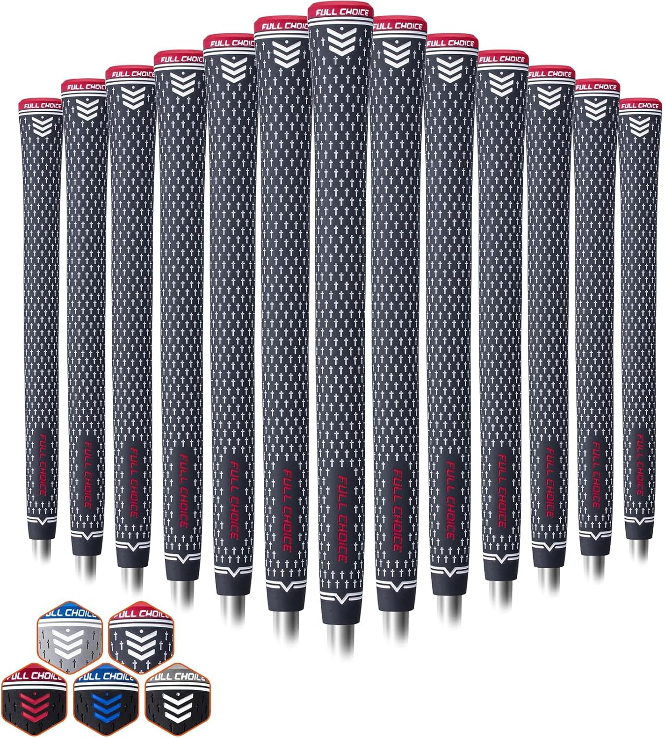 Rubber Golf Grips 13 Pack, Concise Fashion Design, Non-slip, Choose from 13 Grips Set or 13 Grips with Regripping Kit, Standard/Mid/Jumbo Size, 5 Colors Available, RG02 Golf Club Grips