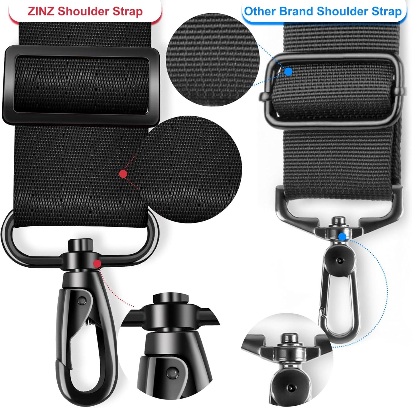 ZINZ 79.5" Universal Bag Strap with Ultra-Thick Fixed Breathable Pad Adjustable Heavy-Duty Shoulder Strap for Laptop Bag Crossbody Luggage Gym Bag Camera Bag and More -B01K01
