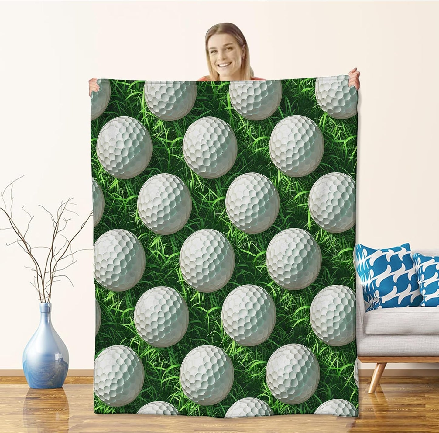 Golf Blanket for Women Men, Flannel Golf Blankets Gifts, Golf Course Throw Blanket for Sofa Couch Bed Living Room Soft Warm Cozy Golf Decor 60" x 50"