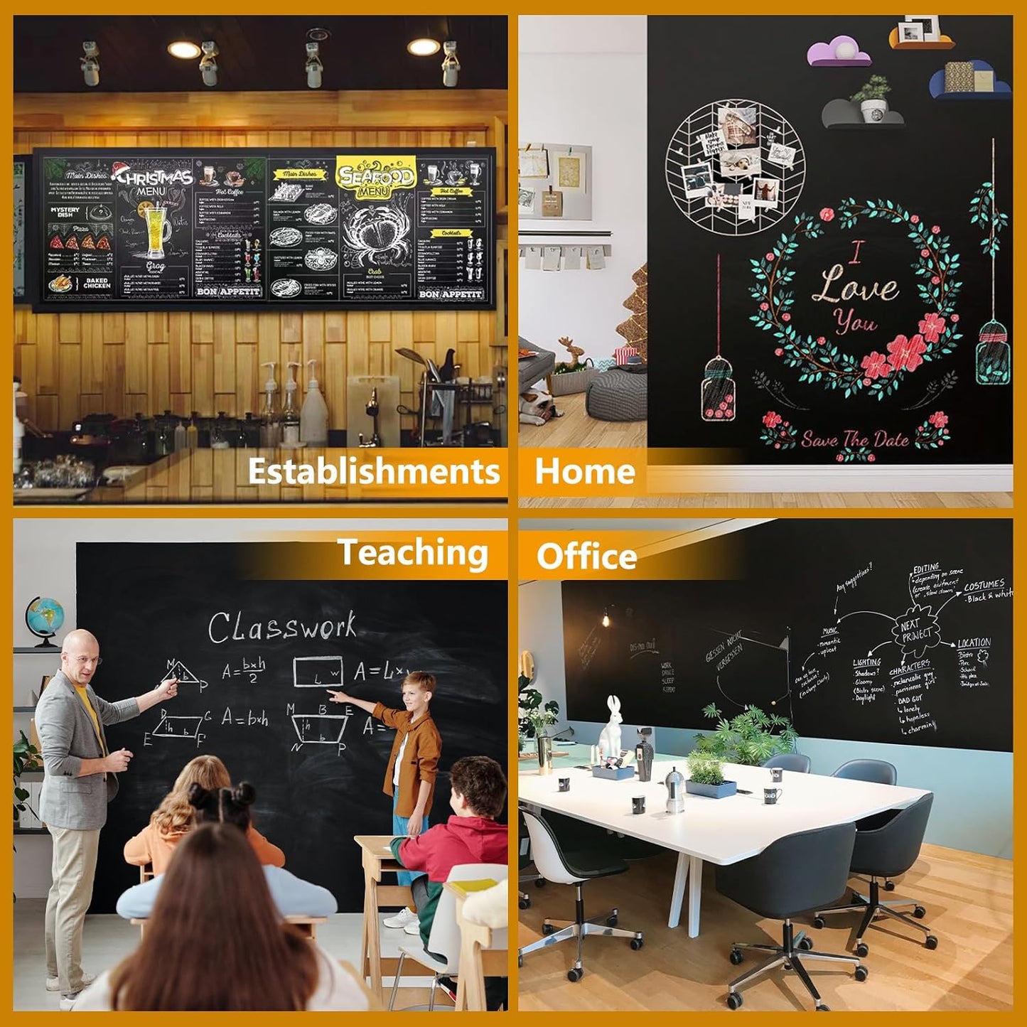 Magnetic Chalkboard Contact Paper with Adhesive, 30" x 15" Magnetic Blackboard Film for Walls, Peel and Stick – Ideal for Office, Classroom, Home. Includes Dustless Chalk, Wiping Cloth, and Magnet
