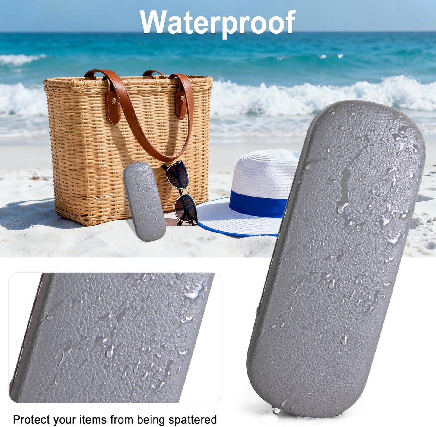 RayLove Glasses Case, Unisex Hard Shell Eyeglass Case, PU Leather Protective Hard Eye Glasses Cases with Eyewear Accessories