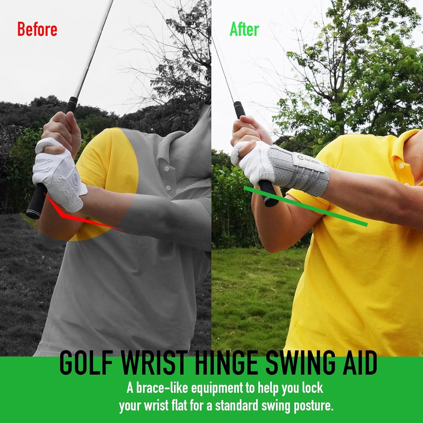 GAIARENA Golf Wrist Brace Wrist Hinge Swing Aid, Efficient Golf Swing Training Equipment to Correct Wrist’s Angle & Develop Muscle Memory for Beginner Golfers