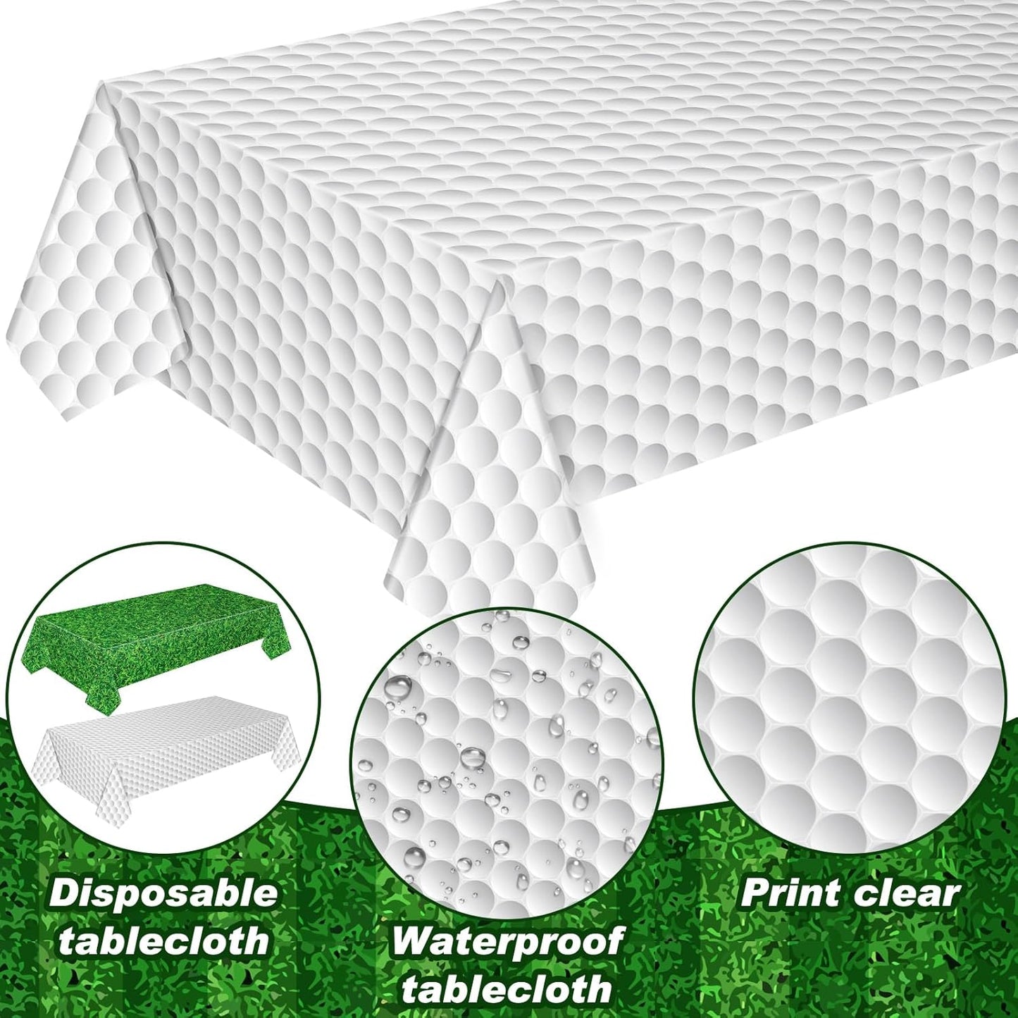 Mixweer 12 Pcs Golf Plastic Tablecloth 54 x 108 Inch Golf Party Disposable Table Cover Grass Pattern Party Supplies Plastic Sport Theme Table Cover Rectangle Grass Decoration for Stadium