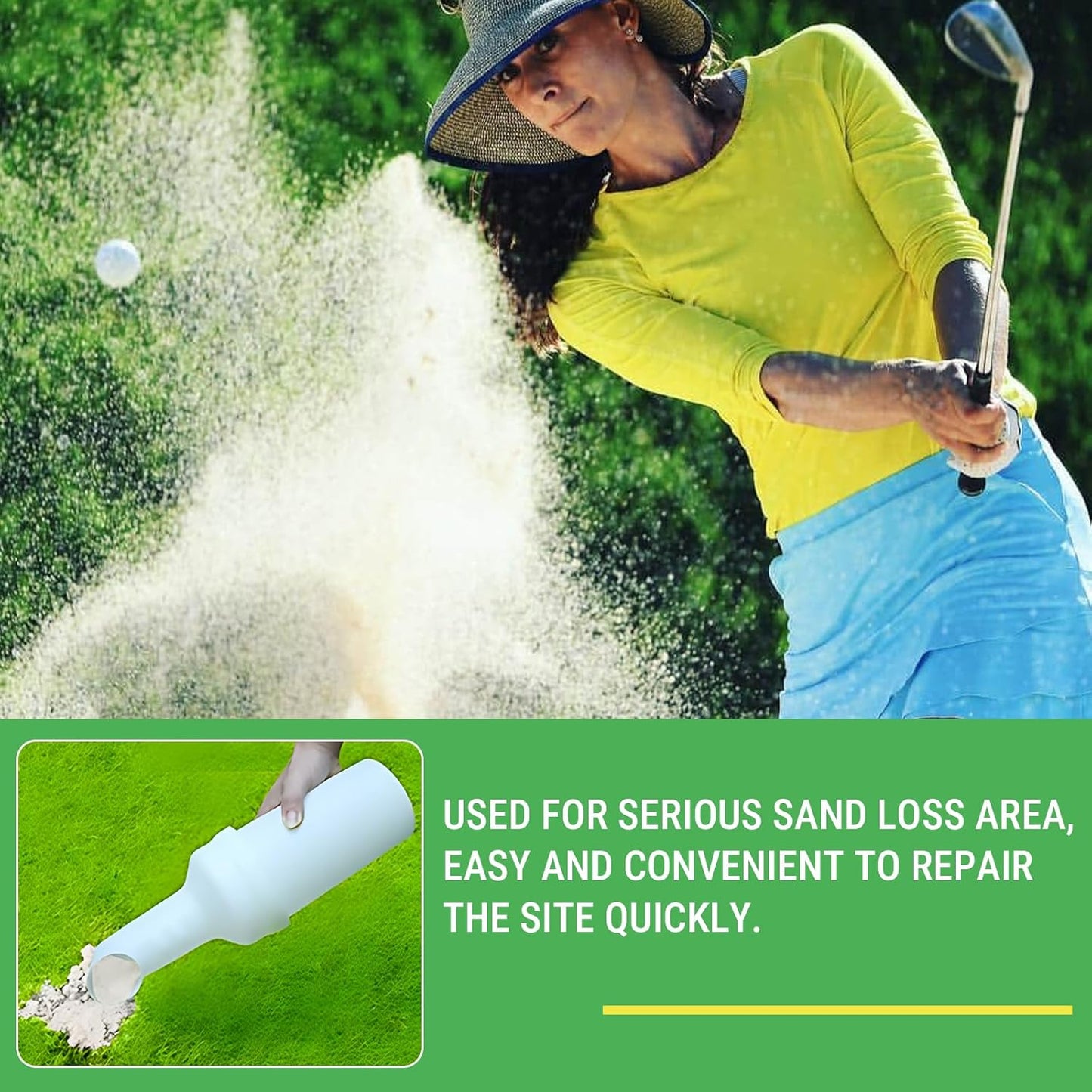 Universal Golf Cart Sand Bottle, Easy Screw Top Fill, Portable Sand and Seed Divot Filler Bottle for Golf Push Carts, Engineering Plastic Golf Course Sand Dispenser, 1 Quart Capacity