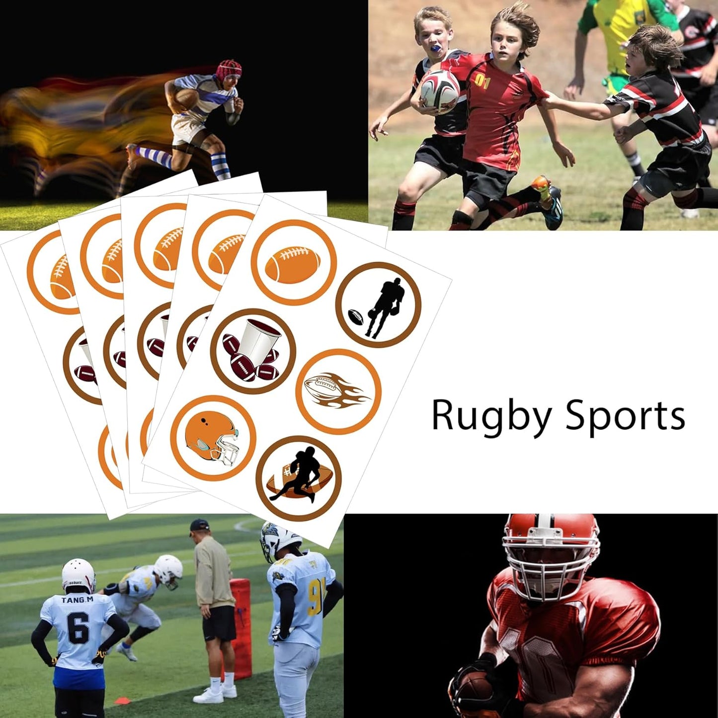 Football Sport Stickers Themed Party Decorations Labels 2 inch - Birthday Baby Shower Retirement Party Favors Football Labels for Scrapbooking Crafts 180 Pcs