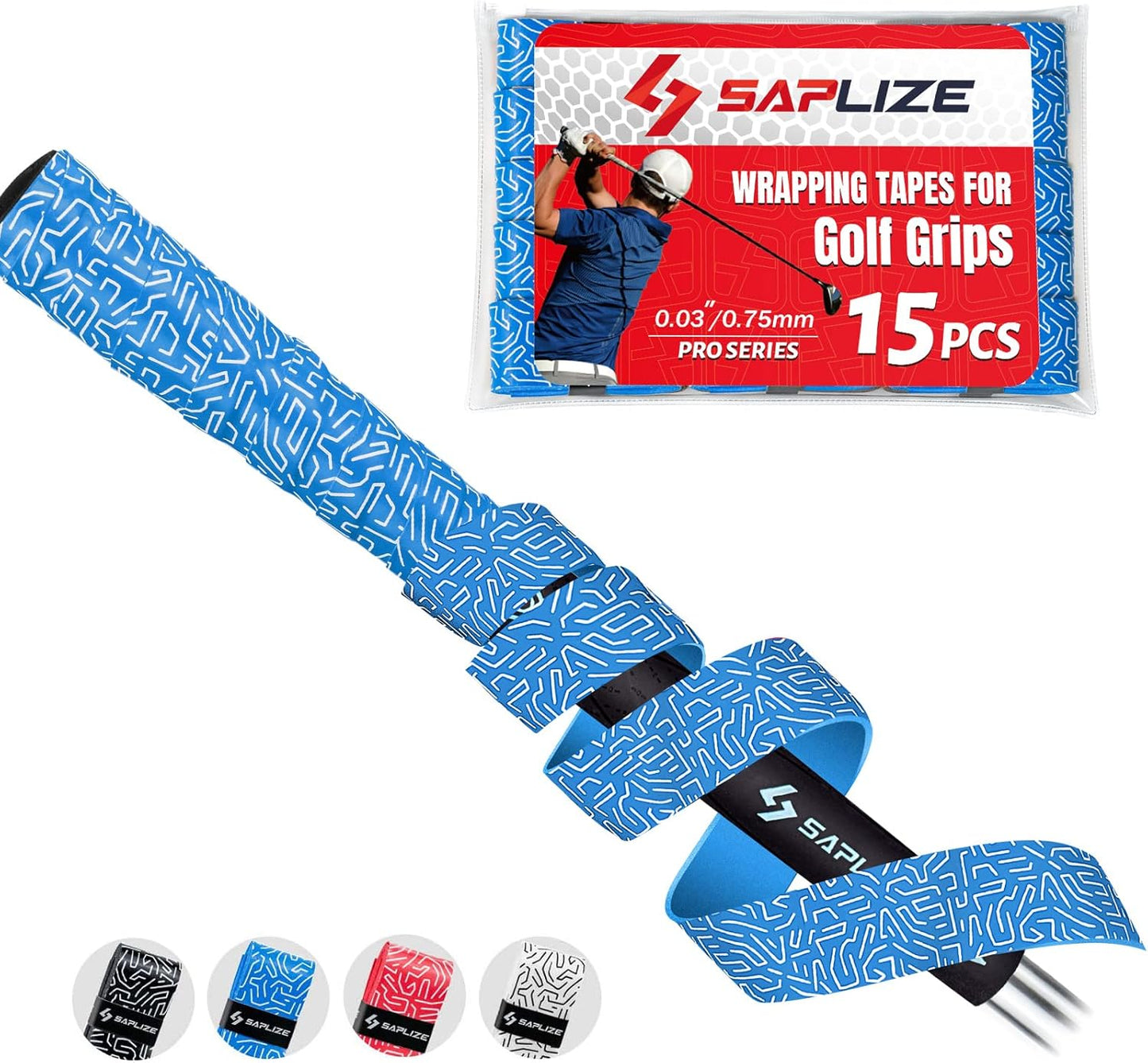 SAPLIZE Golf Grip Wrapping Tapes, 3 Or 15 Pack Tacky PU Overgrip Tapes, New Regripping Solution for Golf Club Grips