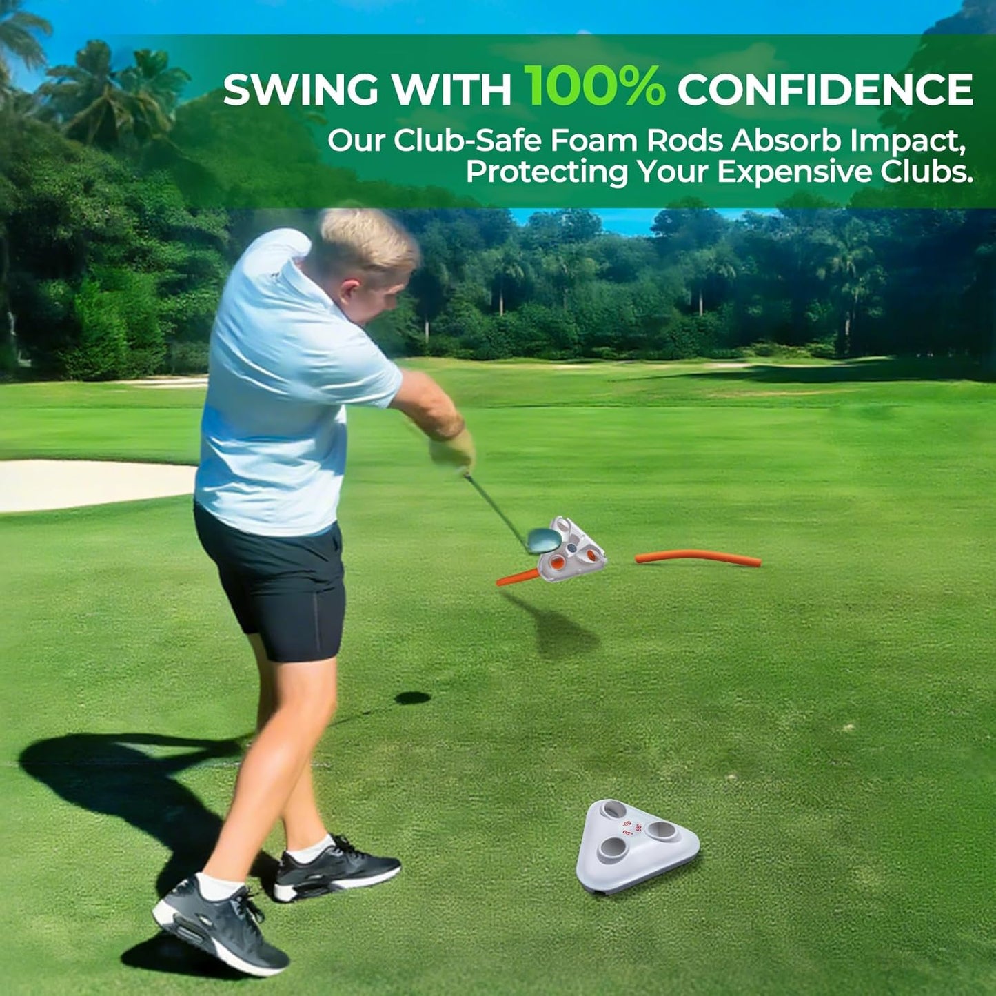 Golf Swing Training Aid - Alignment Discs & Rods | Corrects Setup, Posture, Swing Plane & Path to Fix Slice and Hook | Achieve Consistent Contact, Increase Distance & Accuracy