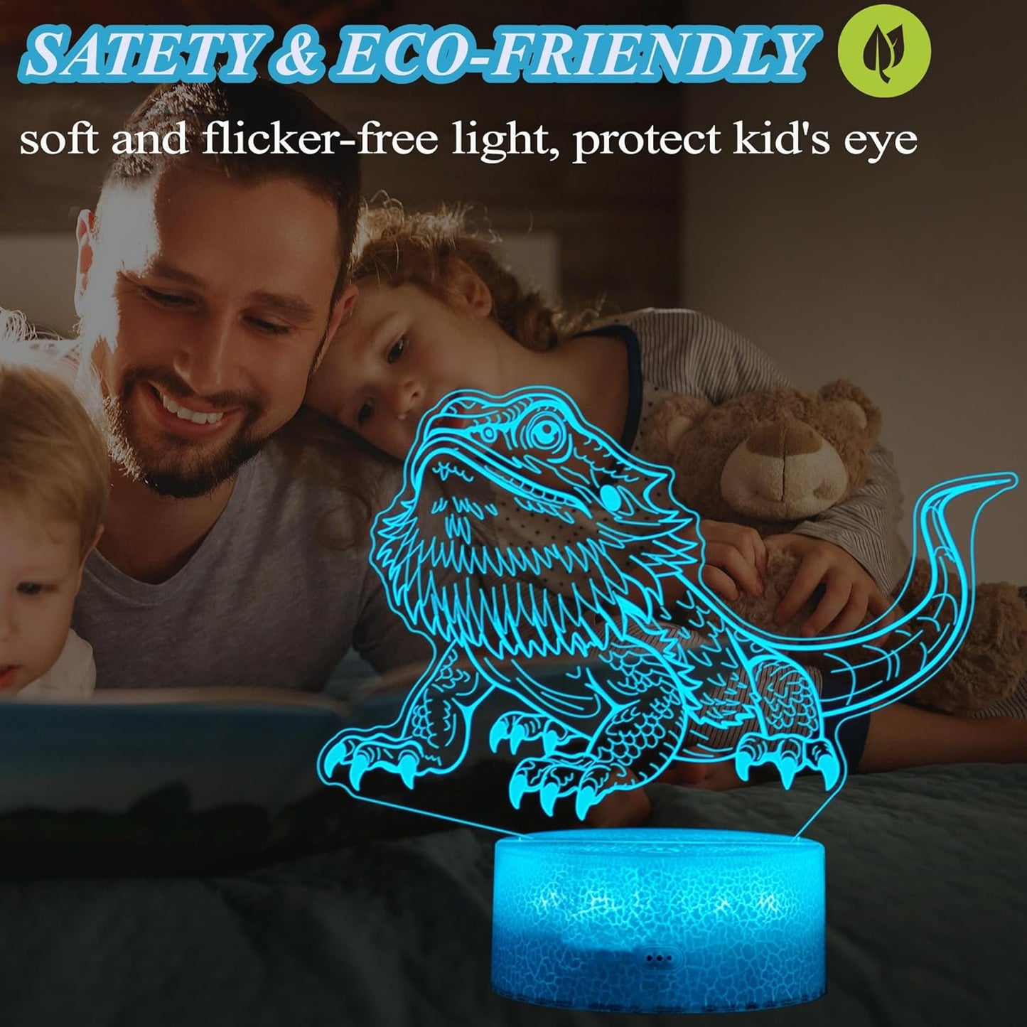 Bearded Dragon Gift, Bearded Dragons Night Light with Remote Control, 16 Colors Changing, RGB Flashing Mode, Dimmable, Great Bearded Dragon Tank Accessory and Decor