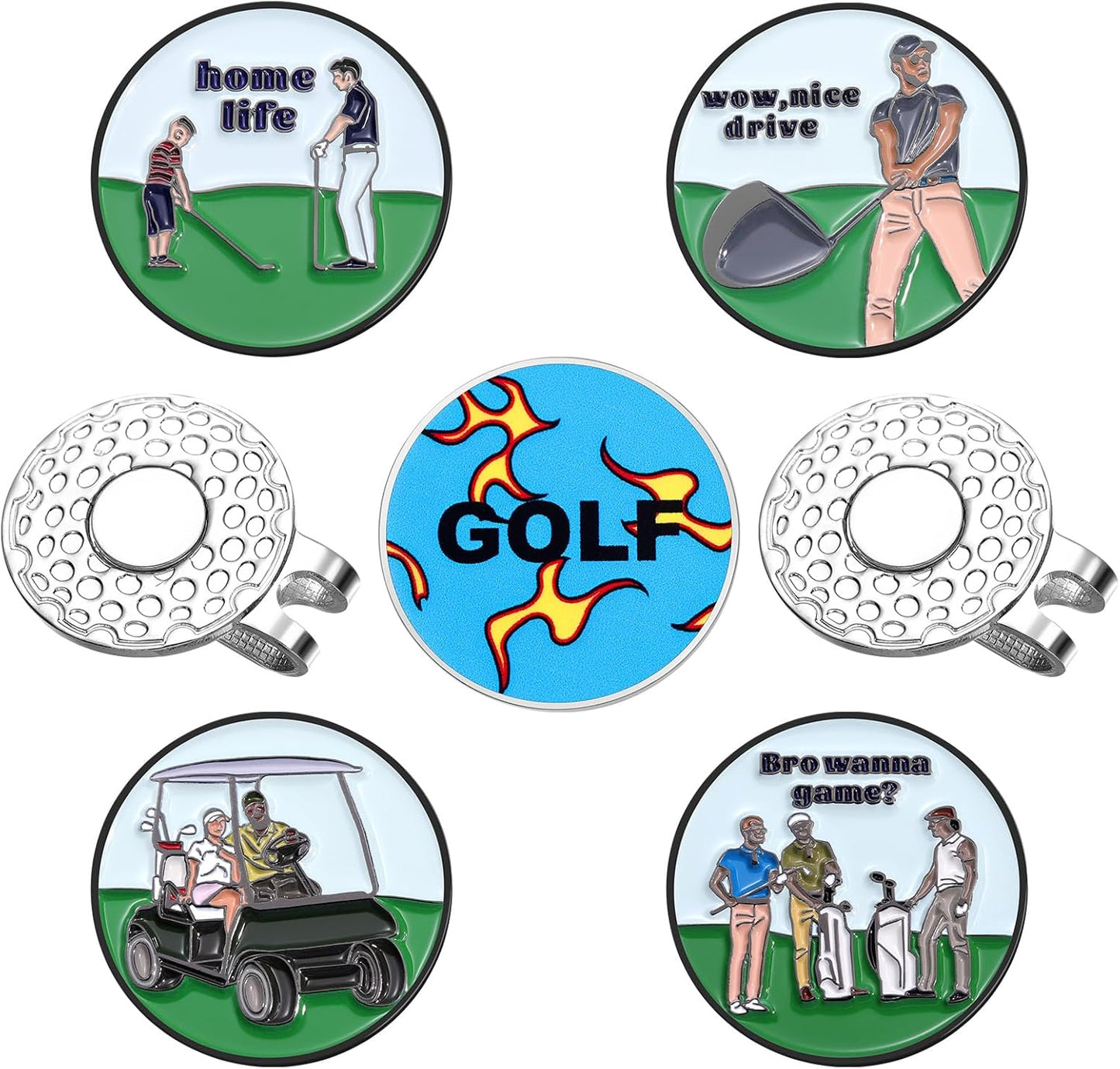 Magnetic Golf Ball Marker Clips, Funny Golf Ball Markers with Magnetic Clip, Enamel Golf Ball Markers Hat Clip Magnet for Men Women Golfer Gifts