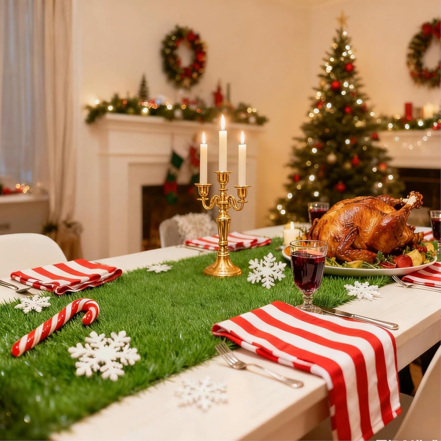 XLX TURF Artificial Grass Table Runner 12 x 36 Inches for Christmas Football Golf Party Decorations - Green Fake Grass Turf Table Runner Wedding Tabletop Baby Shower