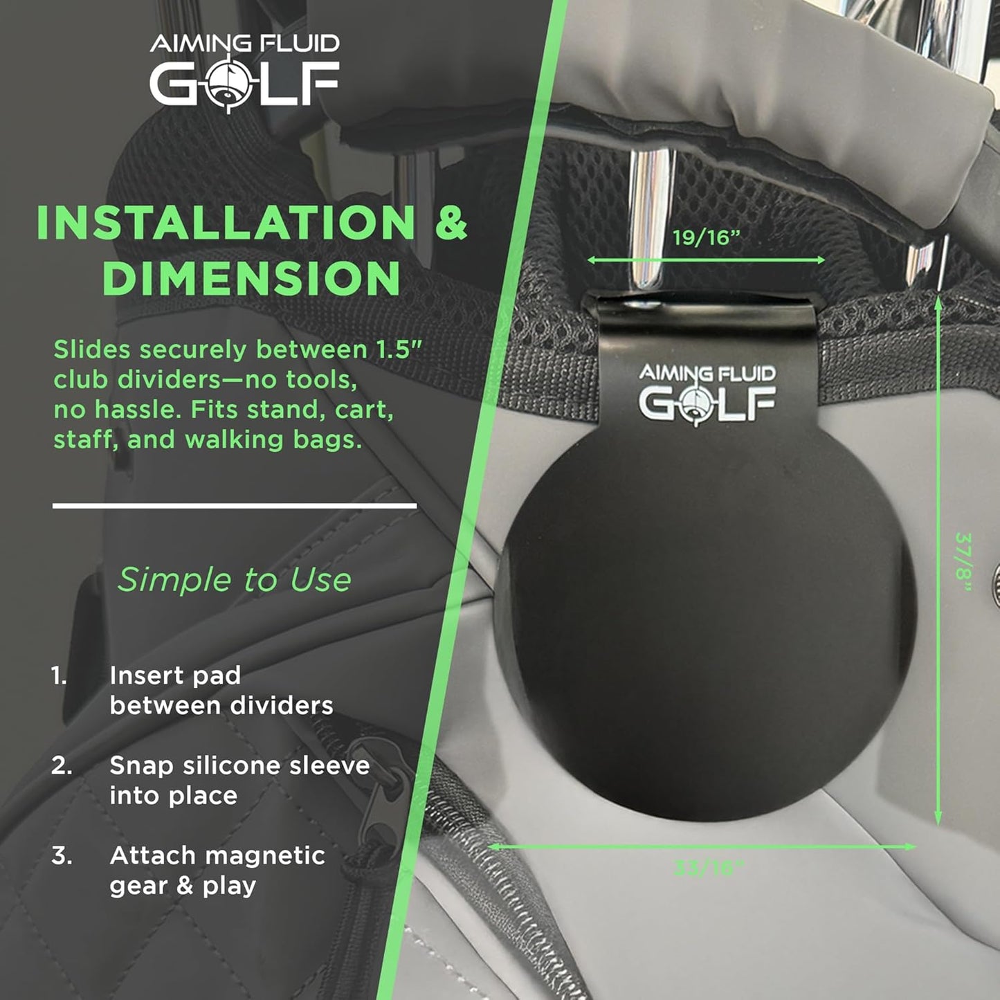 Magnetic Golf Towel & Magnetic Landing Pad – Premium Microfiber Waffle Weave I Scrub Pad I Wash Pocket I Golf Gift I Cart Carry and Tour Bag (Magnetic Landing Pad & 16" x 24" Golf Towel Black)