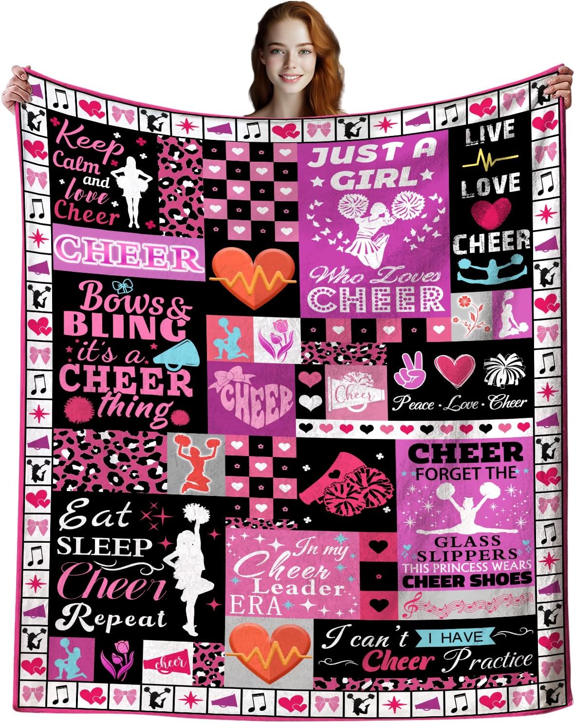Cheerleader Gifts Blanket for Girls, Flannel Cheer Stuff Throw Blanket Cheerleading Gifts for Team Cheer Lovers 80"x60"