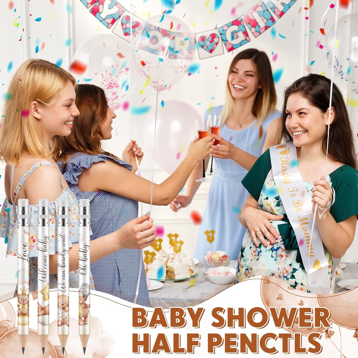 Tinlade 60 Pcs Bear Baby Shower Golf Pencils with Erasers Small Kids Sharpened Mini Pencils for School in Bloom Baby Shower Supplies