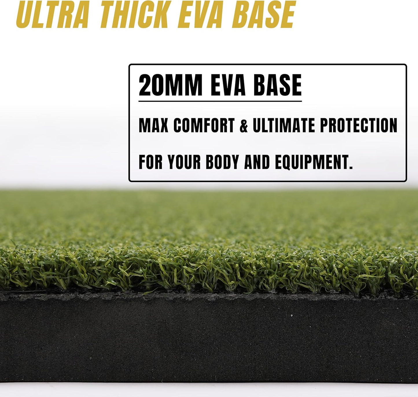 6x4ft Extra Large Tri-Turf & 5x4ft Ultra Thick 20mm Base Premium Golf Mat | Golf Mats Practice Outdoor, Indoor, or with Simulator/Net | Durable Turf Golf Hitting Mat with Tees