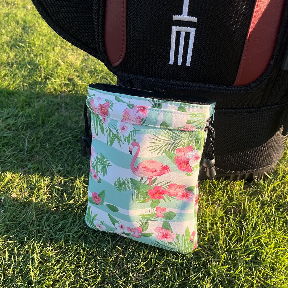 Leather Golf Tee Pouch with Drawstrings - Valuables Bag for Men & Women