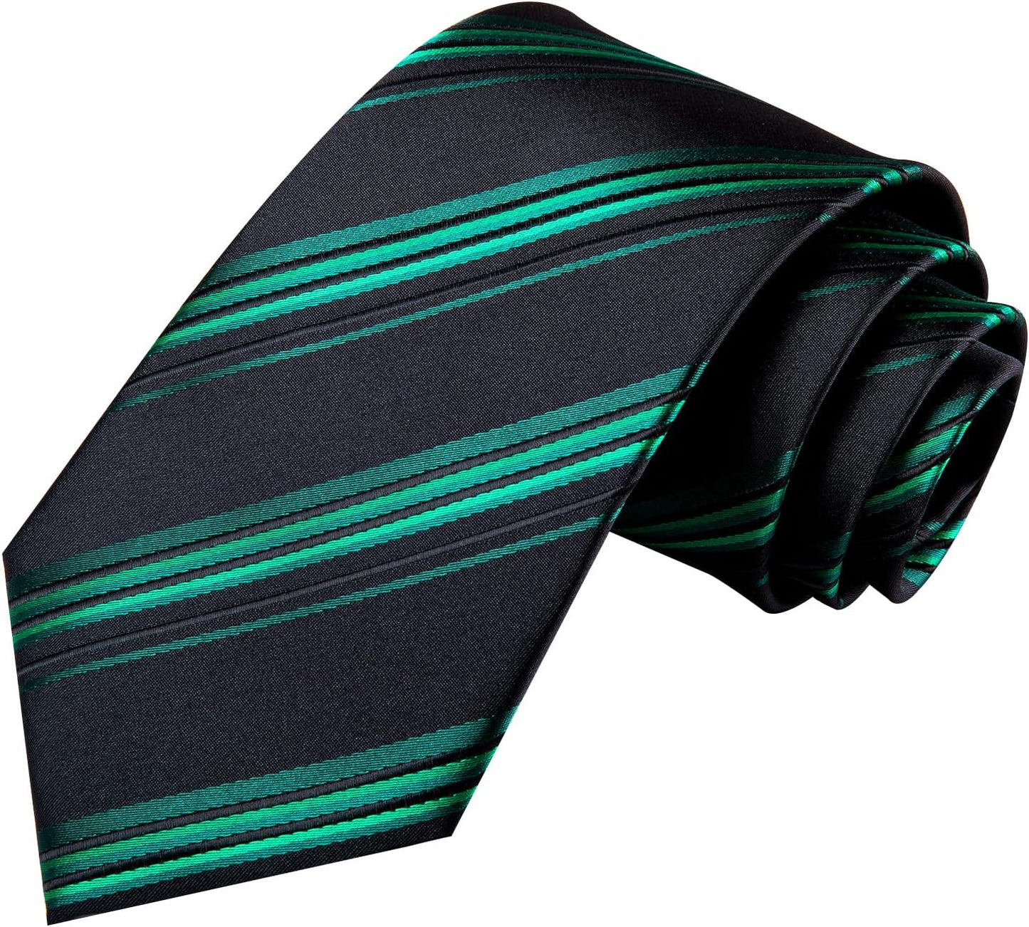 Dubulle Mens Paisley Striped Tie WOVEN Necktie for Men and Handkerchief Cufflinks Set Wedding Formal Business