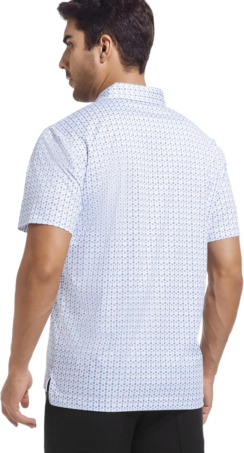 Alex Vando Mens Golf Shirt Moisture Wicking Classic Print Golf Shirts for Men