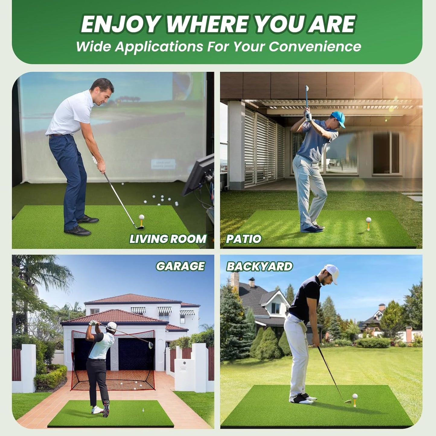 Premium Dual-Turf Golf Hitting Mat - 4x5ft Indoor/Outdoor Practice Mat with Realistic Fairway & Rough Turf, Portable Golf Swing Training Mat with Alignment Guide Real Feel for Driving Range