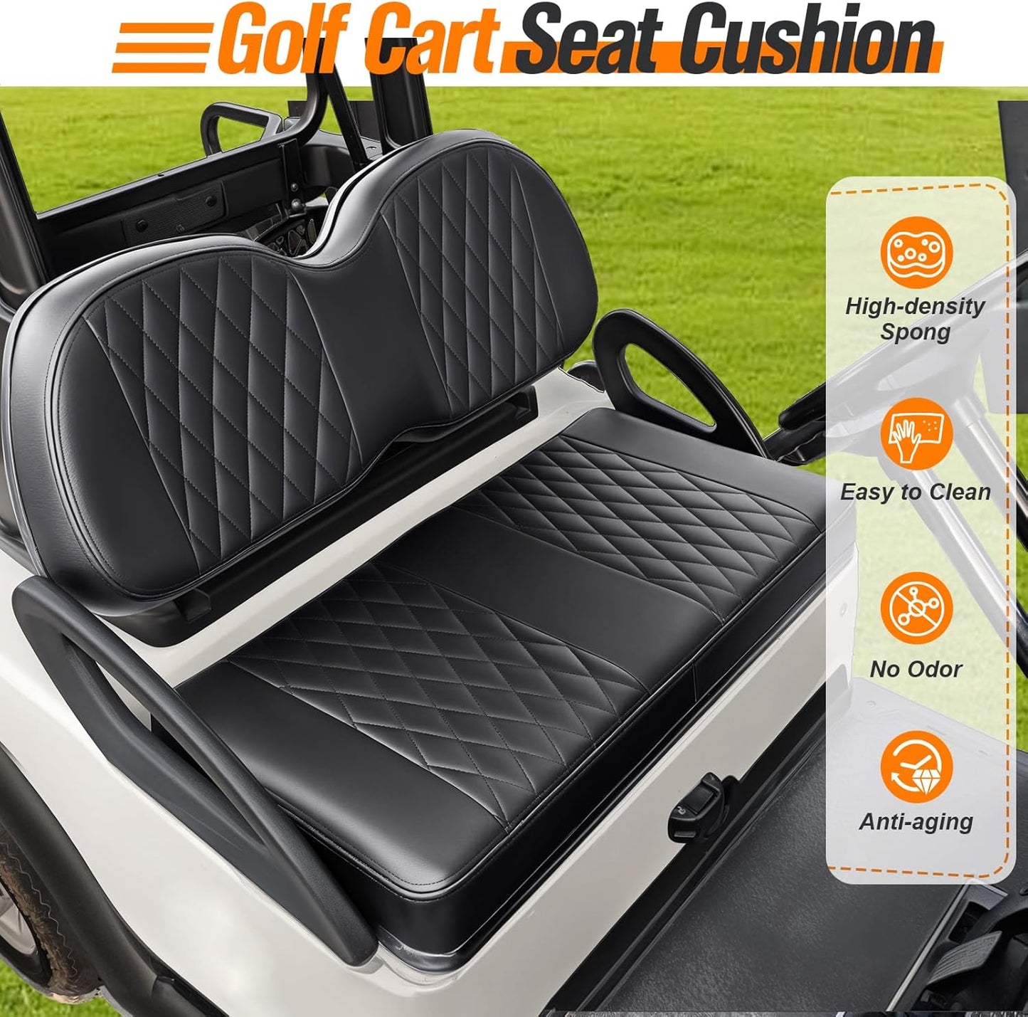 Upgrade Golf Cart Front Seat Replacement Cushion Assembly Kit for Club Car Precedent 2004-2011, Club Car Seat Cushions- Premium Sponge Soft Seat Cushion and Backrest Set (without Armrest)