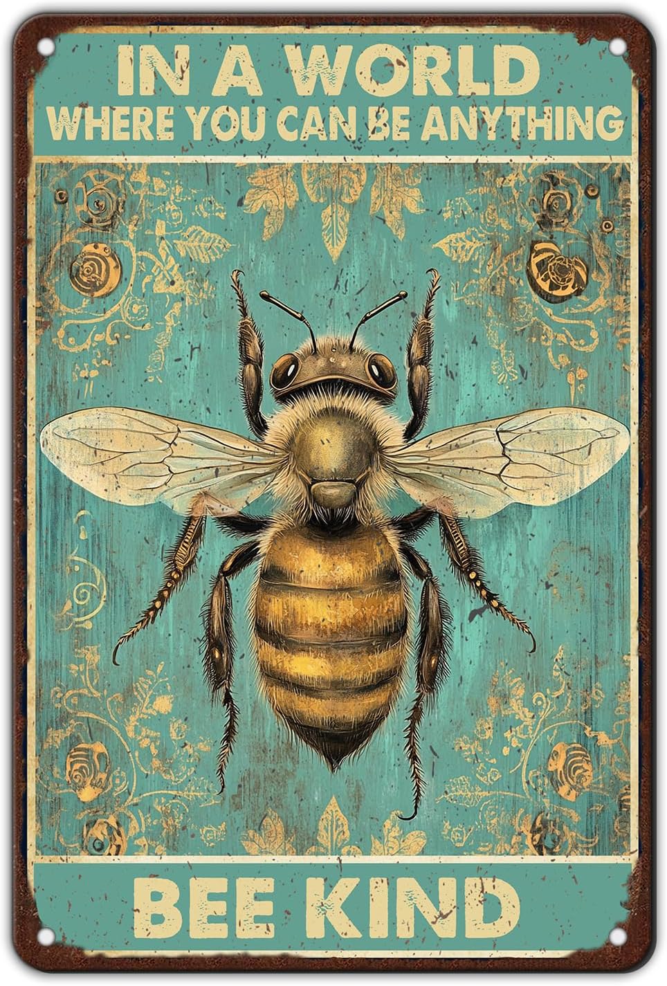 Vintage Metal Signs In A World Where You Can Be Anything Bee Kind Retro Iron Sign For Home Office Kitchen Bar Cafe Garden Farmhouse Wall Decor 12x8 Inch