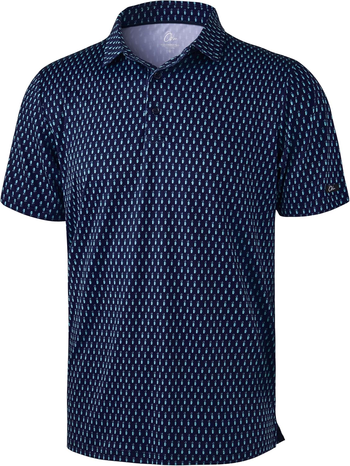 Obla Mens Golf Polo Shirts Short Sleeve Dry Fit Performance Moisture Wicking Casual Print Collared Golf Shirts for Men