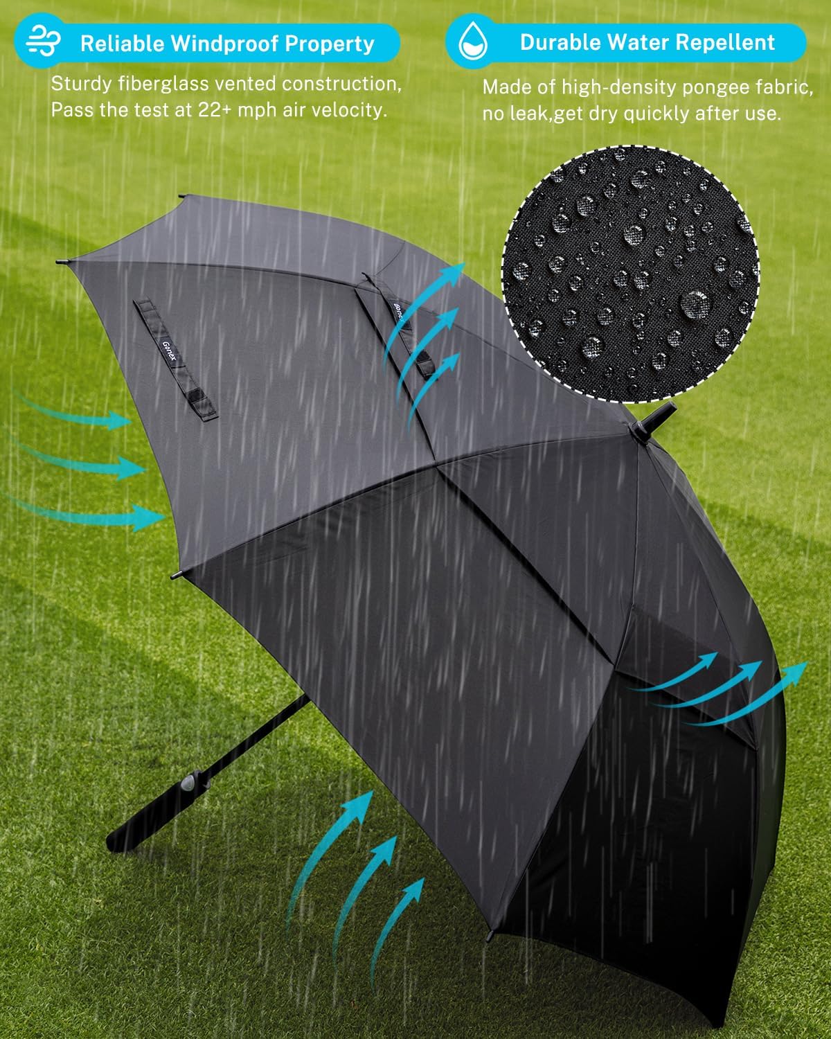 Gonex 54/62/68/72/80 Inch Extra Large Golf Umbrella, Automatic Open Travel Rain Umbrella with Windproof Water Resistant Double Canopy, Oversize Vented Umbrellas for 2-3 Men and UV Protection, Multiple Colors