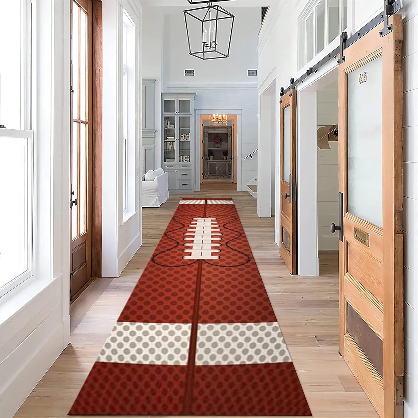 American Football Runner Rug, 3.3x7ft, Soccer Decorative Floor Area Mat, Reduce Noise Breathable Entry Carpet, Non-Shedding Pet Friendly Foldable Area Rug for Indoor Entry Entryway